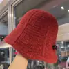 Chapéu de Tricô com Cordão Estilo Coreano para Mulheres no Outono e Inverno, Quente e Versátil para Viagem, Chapéu de Bacia Pequena para Rosto, Chapéu de Pescador Liso para Cobrir o Rosto