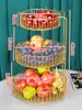 Bandeja de Frutas Luxo Acessível Mesa de Centro da Sala de Estar Caixa de Doces Cesta de Frutas Doméstica Multicamadas Aparência Elegante 2025 Porta-Petiscos Bandeja de Frutas