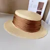 Sombrero de Paja de Cinta Ancha de Seda Merceizada Estilo Japonés para Mujer Verano Protector Solar Sombrero de Copa Plana Sombrero de Copa de Moda Sombrero de Moda