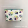 Bolsa de cosméticos de PU con estampado de gato geométrico de planta tropical y fruta, portátil para almacenamiento, bolsa de lavado para viaje