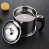 Filtro Doméstico de Acero Inoxidable 304 Taza Grande para Aceite Tanque de Almacenamiento de Aceite de Cocina Olla con Pantalla de Filtro Separador de Residuos de Aceite Botella para Verter Aceite Cubeta de Aceite con Correa