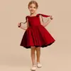 Vestido Rojo de Satín para Niñas 2026 Nuevo Modelo Atuendo para Piano Violín Anfitrión Cumpleaños Vestido de Princesa Venta al por Mayor