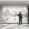 Papel de Parede Elegante de Paisagem para Sala de Estar, Escritório, Fundo, Estilo Chinês Moderno, Mural de Tinta, Decorativo Ecologicamente Correto, Revestimento de Parede Sem Emendas