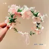 Coroa de Flores Rosa Fada Headpiece Faixa de Cabeça Estilo Mori Menina Adulta Flores Artificiais Faixa de Cabeça Acessórios de Cabelo Flor na Cabeça Adereços para Fotos