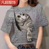 2024 Camiseta de Patrón de Gato Tridimensional de Venta Caliente Ropa Maravillosa Divertida Camiseta para Hombre y Mujer Impresión Digital 3D Cuello Redondo Manga Corta