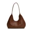 Nuevo bolso de patchwork de estilo coreano, tipo baguette, tipo media luna, para mujer, bolso de hombro, con texto debajo del brazo.