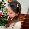 Accesorios para el cabello de tela no metálica Camelia cuentas lazo clip flequillo pequeño AB doble cara elegante estilo Chanel
