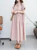 Vestido Curto Feminino Plus Size de Verão 2026, Estilo Artístico com Cadarço e Gola Alta, Soltinho, Manga Curta
