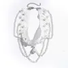Collar multicapa de borla de perlas y encaje europeo y americano, cadena para la clavícula personalizada de nicho transfronteriza, joyería de alta gama para mujer