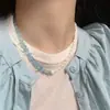 Hanluo~Collar de Corazón Colorido de Acrílico, Dulce y Moderno Elegante, Diseño de Cadena para Clavícula, Collar de Nicho al por Mayor