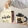 Caneca Cerâmica Gatinho Fofo, Presente Prático para Melhor Amigo, Copo para Beber em Casa, Caneca de Café para Escritório