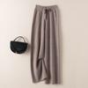 Calças de lã de outono e inverno Calças largas de cintura alta para uso externo Emagrecimento e flacidez Calças compridas casuais de malha de cashmere espessa
