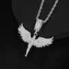 Colgante de Ángel Caído con Alas Extendidas de Diosa Ángelica de Diamante Completo Europeo y Americano Transfronterizo Cadena para Suéter de Hip-Hop Moderna para Hombres y Mujeres