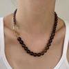 Collar Largo de Cristales de Té con Perlas, Uso Multicapa, Diseño de Nicho, Cadena Ligera de Lujo para Suéter, Cadena de Cintura Estilo Francés, Cadena para el Cuello para Mujer