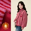 TUTU Elefantinho Roupas Infantis Jaqueta de Lã de Cordeiro para Meninas 2026 Outono/Inverno Aquecedor Infantil Térmico Listrado Fleece Outerwear