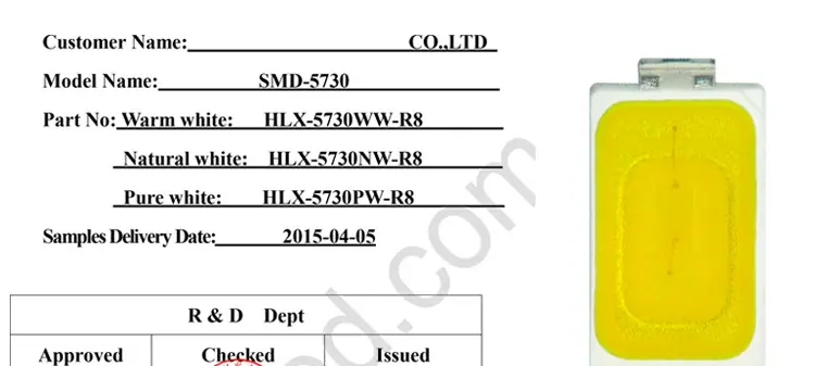 海隆兴5730SMD灯珠 0.5W三安芯片高显色发黄光贴片灯珠 厂家货源
