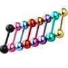 Bola de aço colorida 14g barra reta de aço inoxidável língua unha brinco industrial língua unha peito anel BODY JÓIAS