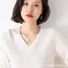 Suéter 100% lana otoño e invierno Nuevo cuello en V para mujer de cachemir tejido suelto jersey para usar debajo estilo coreano versátil suéter 2022