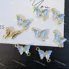 Celebridad de Internet Súper Brillante Cristal Incrustado Diamante Doble Mariposa Circonita Colgante DIY Pulsera Collar Pendiente Accesorios Circonita