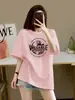 Camiseta Oversize de Manga Corta Estilo Europeo para Mujer, Nueva Tendencia de Verano 2024, Marca Trendy, Cuello Redondo, Corte Holgado, Top de Longitud Media, Tendencia Ins