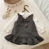 Conjunto de Otoño para Niña 2026 Nuevo Estilo Vestido para Niña de Un Año Conjunto de Vestido Moda Primavera y Otoño Estilo Coreano Conjunto de Dos Piezas