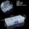 Caja de almacenamiento de escritorio de plástico con rejilla, 10, 15 y 24 botones transparentes, para accesorios de pesca, joyería y cosméticos.