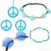 Traje Hippie Boêmio dos Anos 60 Festival Fantasia Cosplay Adereços Conjunto de Tiara de Flores Colar
