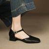 Sandálias Vazadas Femininas de Verão Casuais Cor Sólida Bolsa Salto Tamanho Sapatos Femininos Fivela Nova Bico Quadrado Sandálias Baixas Femininas