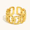 Anillo Abierto Grande de Acero Inoxidable Chapado en Oro de 18 Quilates con Diseño de Nicho Elegante, Joyería de Mano Personalizada para Mujer, Cruzada Europea y Americana