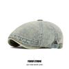 Moda Estilo Japonés Retro Boina de Mezclilla Desgastada para Mujer Verano Versátil Artística Gorra de Pico Gorra Adelantada para Hombre
