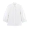 Exportación al por mayor transfronteriza Ropa de mujer Verano 2025 Europea y Rusa Solapa sellada Bordada Cortada Camisas Tops para mujer E74779