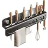 Estante para cuchillos de cocina sin taladro, estante multifuncional para cuchillos montado en la pared con portapalillos integrado, estante de almacenamiento con ventosa