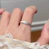 Anillo de Flor Brillante de Plata Pura S990 para Mujer, Nicho Simple, Dulce Anillo Abierto de Empujar y Tirar, Joyería de Mano de Lujo Elegante y Accesible