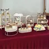Bandeja de exhibición para pastel de bodas, decoración de mesa de postres blanca de estilo europeo, soporte para refrigerio de té de la tarde, mesa de descanso para comida fría y té