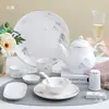 Conjunto de Louça Cerâmica com Borda Dourada Novo Restaurante Chinês Hotel Clube Sala de Jantar Comercial Conjunto de Três Peças com Tigela e Prato
