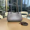 Bolso Cesta Tejida de Piel de Vaca Nuevo Transfronterizo Retro de Gama Alta Portátil para Verduras Gran Capacidad Bolso de Hombro Cruzado para Mujer