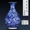 Vaso de Cerâmica Imitation Qing Qianlong Jingdezhen Chinês Retrô Azul e Branco Porcelana Decoração para Sala de Estar Estudo Escritório
