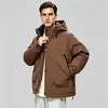 Chaqueta de Plumón Funcional Casual para Hombre para Exteriores, Corte Holgado, Abrigo tipo Workwear con Capucha, Cortavientos, Cálida, Gruesa, Prenda Superior para Hombre para Otoño e Invierno