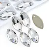 Accesorios de Diamante Irregulares Cosidos a Mano con Borde Biselado de Vidrio Marquise Hebilla Plana Galvanizada Fondo Plano Artículos Creativos para Decoración de Zapatos, Sombreros y Ropa DIY