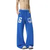Pantalones Deportivos de Algodón Mezclado Estampados Estilo Americano, Corte Curvo, Unisex, Casual, Pierna Ancha, Ajuste Holgado, Novedad Otoño 2026