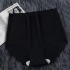 Calcinhas Femininas de Nylon de Seda Gelada de Cintura Alta, Controle da Barriga, Sem Costura, Tamanho Plus, Cor Sólida, Forro de Algodão, Respirável, Peça Única