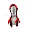 Peluca Transfronteriza Halloween Cosplay Juego de Rol Peluca Accesorios Peluca Roja Trenza Doble con Lazo