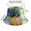 Sombrero de cubo de doble cara con estampado de piña de dibujos animados, superventas transfronterizo para hombres y mujeres, sombrero de protección solar para ocio al aire libre