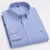 Camisa Oxford Fina de Algodón Puro Moda Verano Manga Larga para Hombre Casual Ajuste Delgado Color Sólido Moderna Simple Casual para Hombre