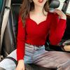 Hilo de núcleo 2021 Primavera y Otoño Nuevo estilo coreano ajuste ceñido adelgazante manga larga ajustado todo partido tejido básico top para mujer