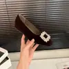Zapatos Planos Elegantes Versátiles Estilo Francés con Pedrería Boca Poco Profunda Modelo Nuevo 2025 para Combinar con Vestidos, Zapatos de Noche sin Cordones