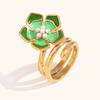 Europeu e Americano Transfronteiriço Moda Aço Inoxidável Banhado A Ouro 18K Pérola Gota De Óleo Cor Pingente Pingente Colar Brincos Anel Para As Mulheres
