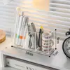 Almacenamiento de Artículos Varios de Oficina Portalápices Caja Transparente de Acrílico Organizador de Papelería de Gran Capacidad para Escritorio Organizador de Compartimentos para Dormitorio