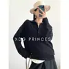 Estilo Boyfriend Estilo Old Money Cuello Polo Estilo Oscuro Tejido Otoño e Invierno Lana Merino Suéter Holgado 082