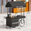 Estilo Europeo Móvil Hierro Forjado Carrito de Flores Puesto Puesto de Mercado Nocturno Snacks Carrito de Mano Exterior Mercado de Centro Comercial Carrito Pequeño Puesto Callejero